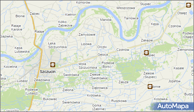 mapa Borki gmina Szczucin, Borki gmina Szczucin na mapie Targeo