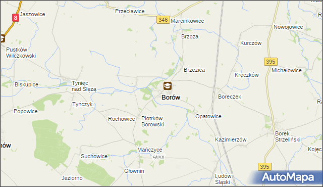 mapa Borów powiat strzeliński, Borów powiat strzeliński na mapie Targeo