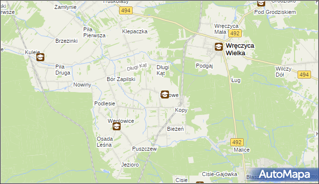 mapa Borowe gmina Wręczyca Wielka, Borowe gmina Wręczyca Wielka na mapie Targeo
