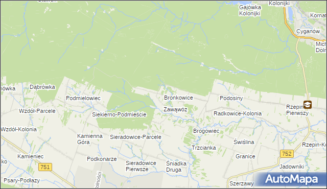 mapa Bronkowice, Bronkowice na mapie Targeo
