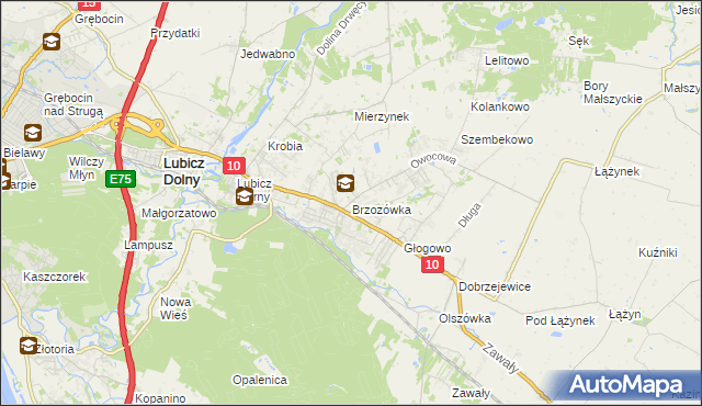 mapa Brzozówka gmina Obrowo, Brzozówka gmina Obrowo na mapie Targeo