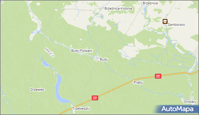 mapa Budy gmina Jastrowie, Budy gmina Jastrowie na mapie Targeo