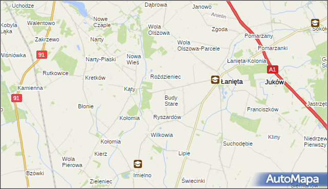 mapa Budy Stare gmina Łanięta, Budy Stare gmina Łanięta na mapie Targeo