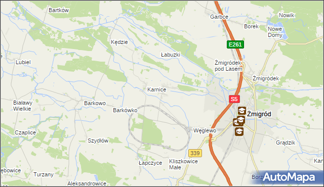 mapa Bychowo gmina Żmigród, Bychowo gmina Żmigród na mapie Targeo