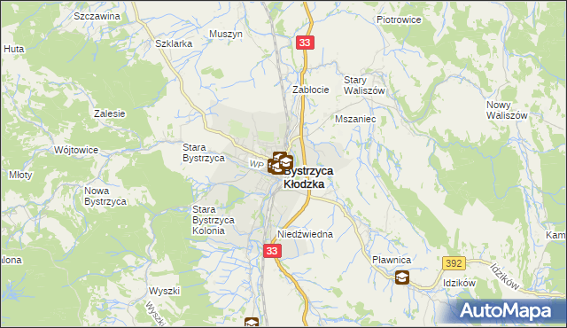 mapa Bystrzyca Kłodzka, Bystrzyca Kłodzka na mapie Targeo