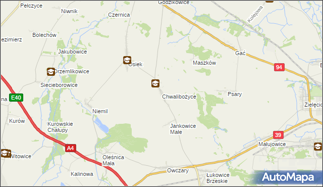 mapa Chwalibożyce, Chwalibożyce na mapie Targeo