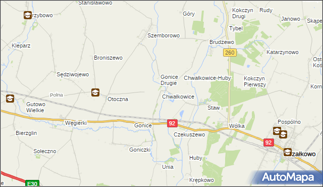 mapa Chwałkowice gmina Strzałkowo, Chwałkowice gmina Strzałkowo na mapie Targeo