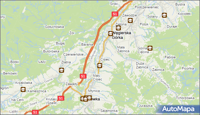 mapa Cisiec, Cisiec na mapie Targeo