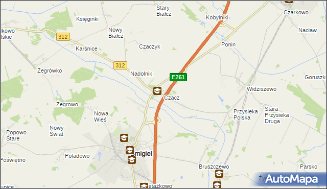 mapa Czacz gmina Śmigiel, Czacz gmina Śmigiel na mapie Targeo