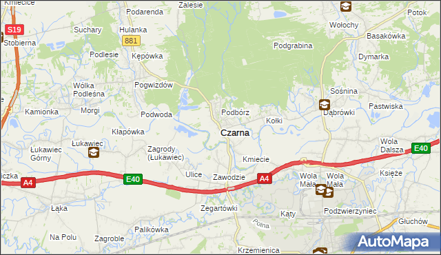 mapa Czarna powiat łańcucki, Czarna powiat łańcucki na mapie Targeo