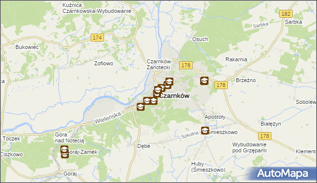 mapa Czarnków, Czarnków na mapie Targeo