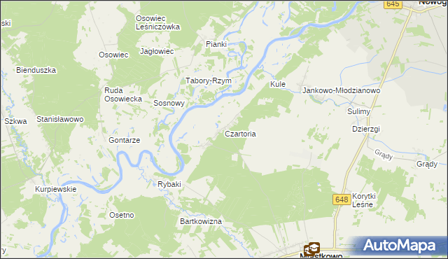 mapa Czartoria gmina Miastkowo, Czartoria gmina Miastkowo na mapie Targeo