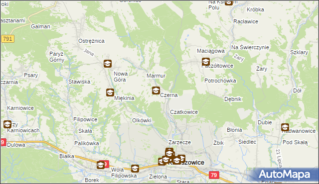 mapa Czerna gmina Krzeszowice, Czerna gmina Krzeszowice na mapie Targeo