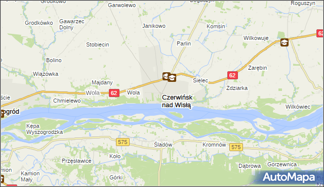mapa Czerwińsk nad Wisłą, Czerwińsk nad Wisłą na mapie Targeo