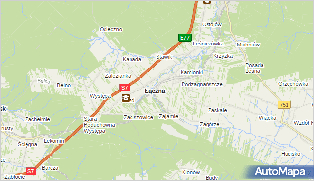 mapa Czerwona Górka gmina Łączna, Czerwona Górka gmina Łączna na mapie Targeo