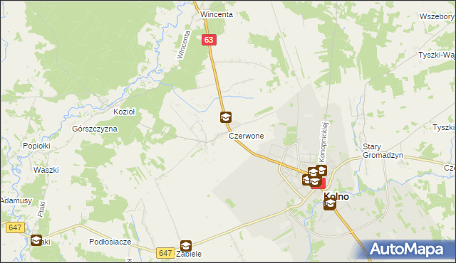 mapa Czerwone, Czerwone na mapie Targeo