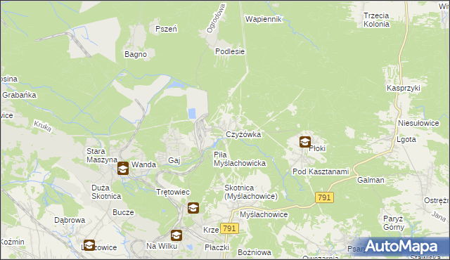 mapa Czyżówka gmina Trzebinia, Czyżówka gmina Trzebinia na mapie Targeo