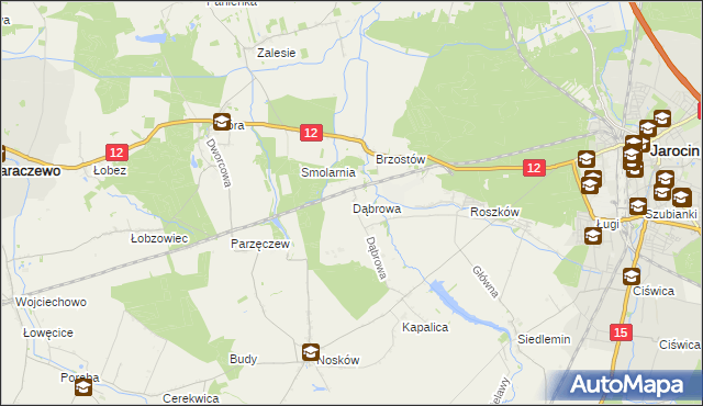 mapa Dąbrowa gmina Jarocin, Dąbrowa gmina Jarocin na mapie Targeo