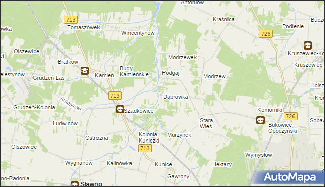 mapa Dąbrówka gmina Sławno, Dąbrówka gmina Sławno na mapie Targeo