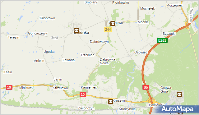 mapa Dąbrówka Nowa gmina Sicienko, Dąbrówka Nowa gmina Sicienko na mapie Targeo
