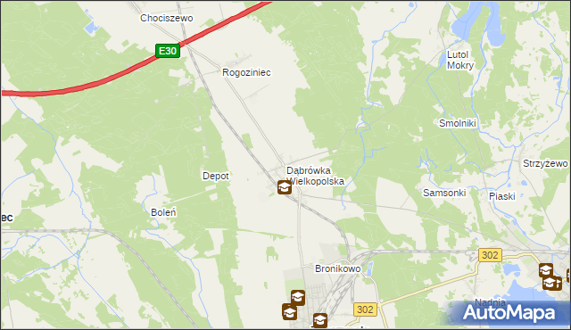 mapa Dąbrówka Wielkopolska, Dąbrówka Wielkopolska na mapie Targeo