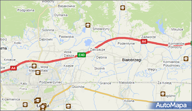 mapa Dębina gmina Białobrzegi, Dębina gmina Białobrzegi na mapie Targeo