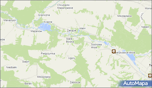 mapa Dębina gmina Dzierzkowice, Dębina gmina Dzierzkowice na mapie Targeo