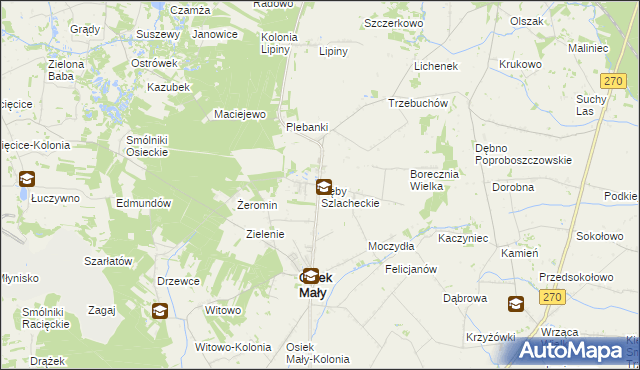 mapa Dęby Szlacheckie, Dęby Szlacheckie na mapie Targeo