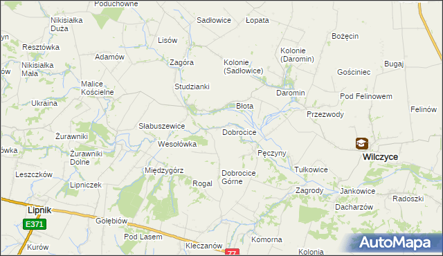 mapa Dobrocice, Dobrocice na mapie Targeo
