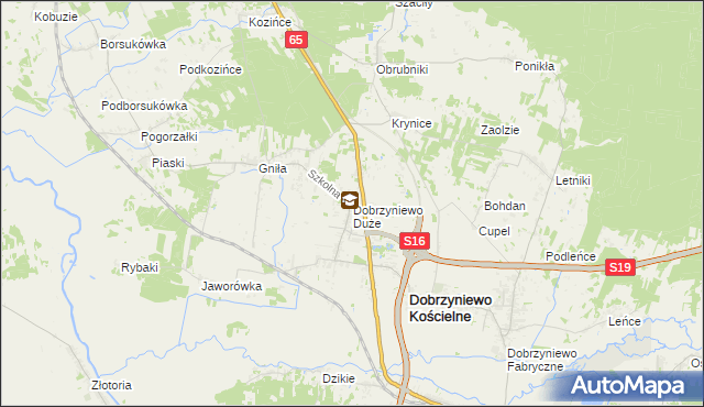 mapa Dobrzyniewo Duże, Dobrzyniewo Duże na mapie Targeo