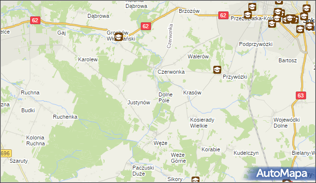 mapa Dolne Pole gmina Sokołów Podlaski, Dolne Pole gmina Sokołów Podlaski na mapie Targeo