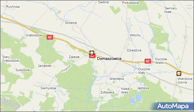 mapa Domaszowice powiat namysłowski, Domaszowice powiat namysłowski na mapie Targeo