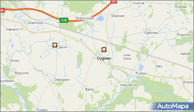 mapa Dygowo, Dygowo na mapie Targeo
