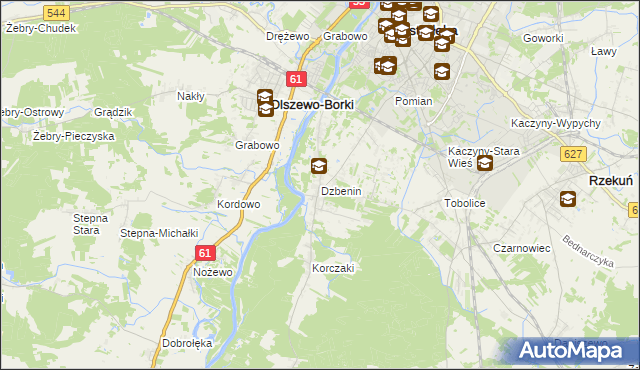 mapa Dzbenin gmina Rzekuń, Dzbenin gmina Rzekuń na mapie Targeo