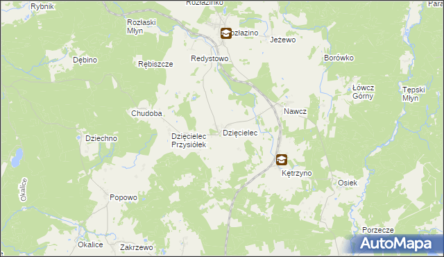 mapa Dzięcielec, Dzięcielec na mapie Targeo