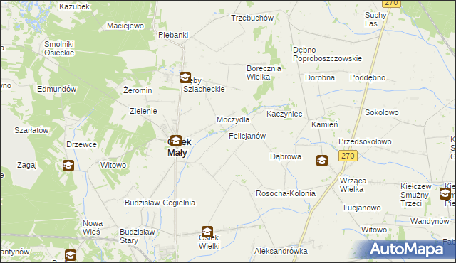 mapa Felicjanów gmina Osiek Mały, Felicjanów gmina Osiek Mały na mapie Targeo