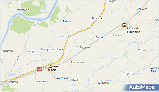 mapa Fiszewo gmina Gronowo Elbląskie, Fiszewo gmina Gronowo Elbląskie na mapie Targeo