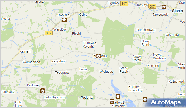 mapa Fiukówka gmina Krzywda, Fiukówka gmina Krzywda na mapie Targeo