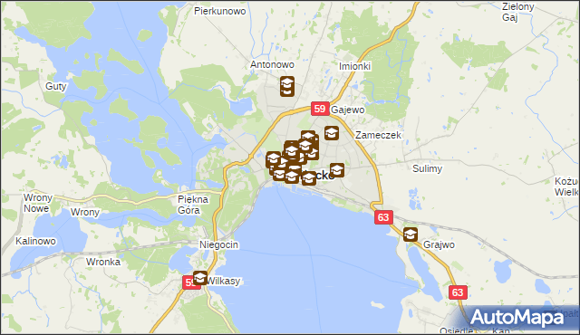 mapa Giżycko, Giżycko na mapie Targeo