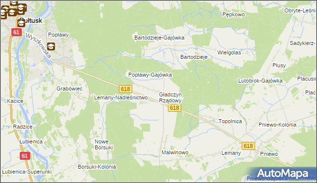 mapa Gładczyn Rządowy, Gładczyn Rządowy na mapie Targeo