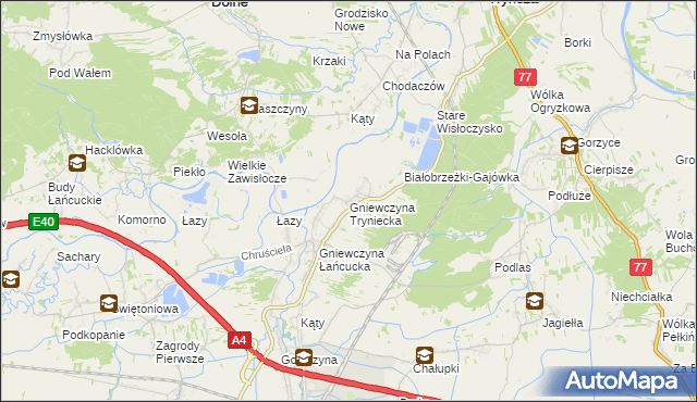 mapa Gniewczyna Tryniecka, Gniewczyna Tryniecka na mapie Targeo