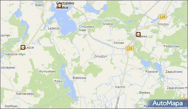 mapa Gnuszyn, Gnuszyn na mapie Targeo