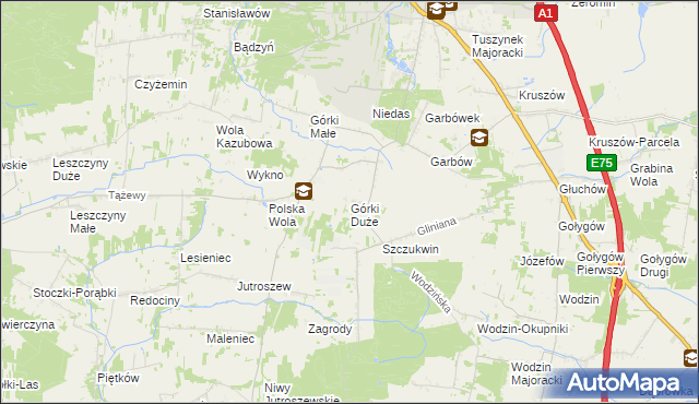 mapa Górki Duże gmina Tuszyn, Górki Duże gmina Tuszyn na mapie Targeo