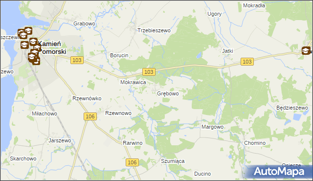 mapa Grębowo, Grębowo na mapie Targeo