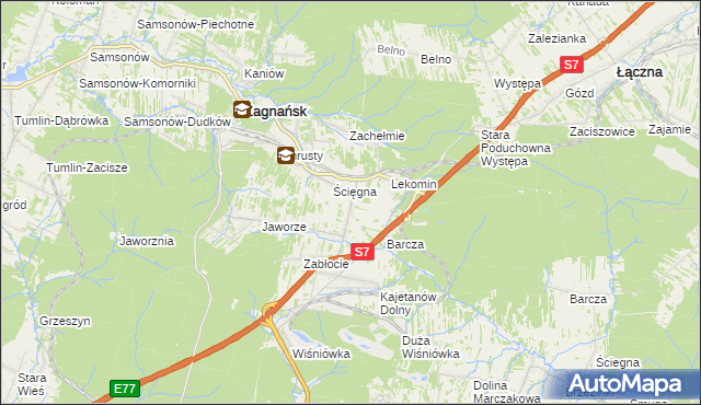 mapa Gruszka gmina Zagnańsk, Gruszka gmina Zagnańsk na mapie Targeo
