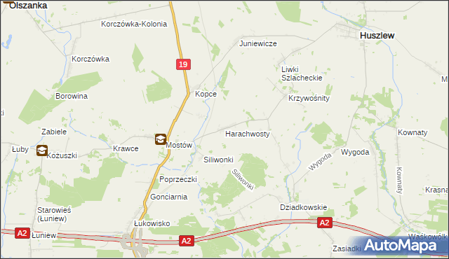 mapa Harachwosty, Harachwosty na mapie Targeo