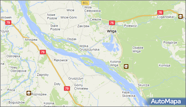 mapa Holendry gmina Wilga, Holendry gmina Wilga na mapie Targeo