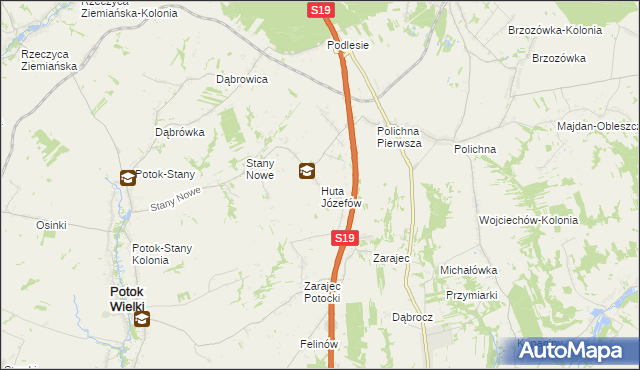 mapa Huta Józefów, Huta Józefów na mapie Targeo