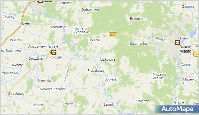 mapa Idzikowice gmina Sochocin, Idzikowice gmina Sochocin na mapie Targeo