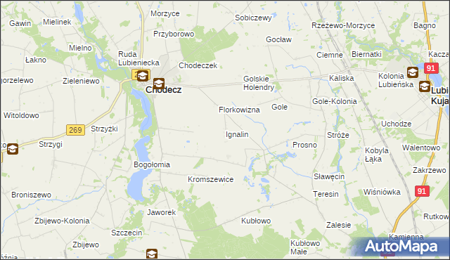 mapa Ignalin gmina Chodecz, Ignalin gmina Chodecz na mapie Targeo